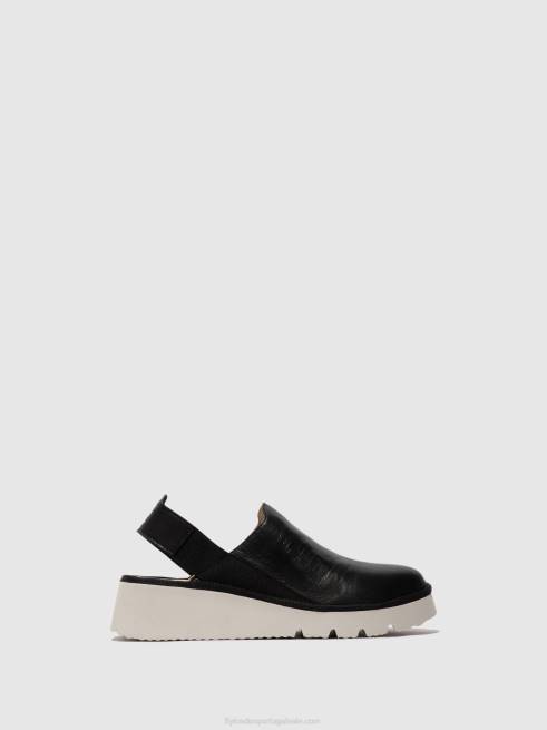 preto L02L645 sapato de salto baixo plog430 Fly London mulheres
