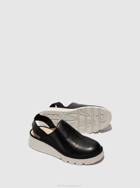 preto L02L645 sapato de salto baixo plog430 Fly London mulheres