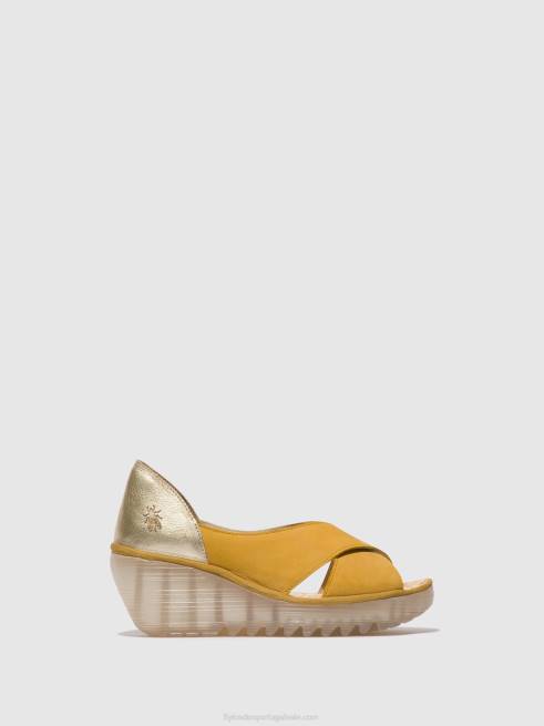 abelha/ouro L02L490 sandálias cruzadas yoma307 Fly London mulheres