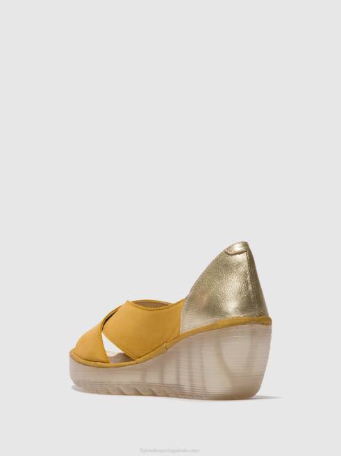 abelha/ouro L02L490 sandálias cruzadas yoma307 Fly London mulheres