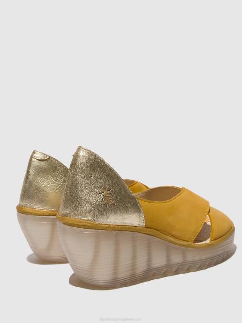 abelha/ouro L02L490 sandálias cruzadas yoma307 Fly London mulheres