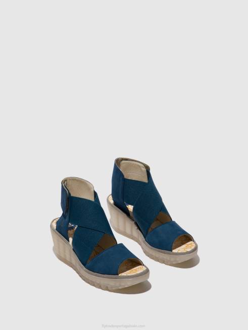 azul L02L485 sandálias cruzadas yuba385 Fly London mulheres
