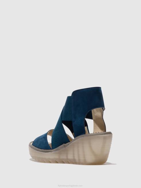 azul L02L485 sandálias cruzadas yuba385 Fly London mulheres