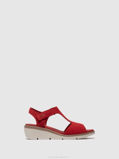 batom vermelho L02L403 sandálias com tira em T nova932 Fly London mulheres