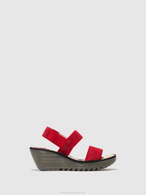 batom vermelho L02L436 sandália rasteira yaco416 Fly London mulheres