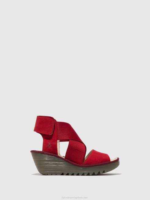 batom vermelho L02L486 sandálias cruzadas yuba385 Fly London mulheres