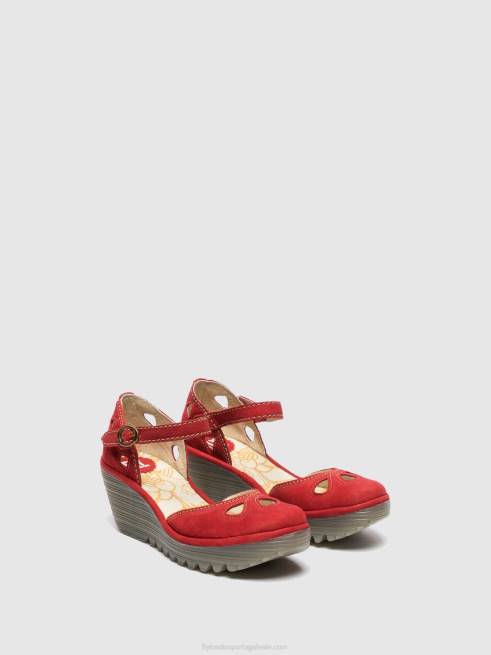 batom vermelho L02L617 sandálias de cunha yuna Fly London mulheres