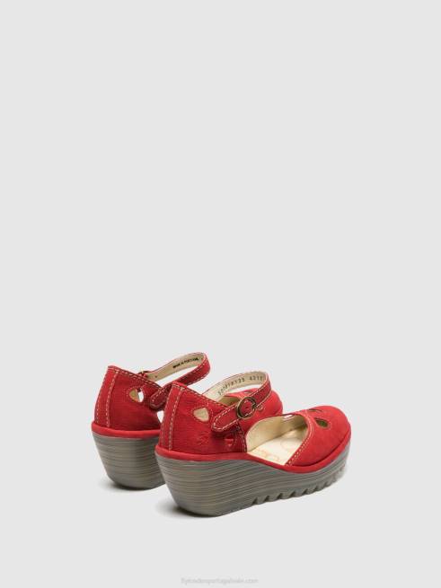 batom vermelho L02L617 sandálias de cunha yuna Fly London mulheres