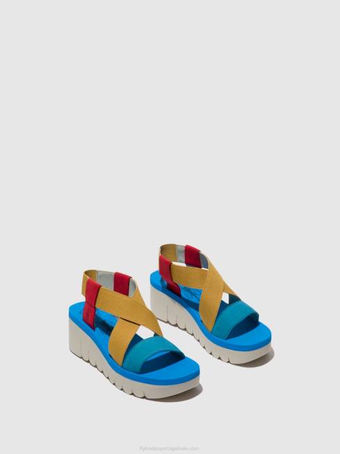 batom vermelho/amarelo/azul L02L448 sandália rasteira yabi922 Fly London mulheres