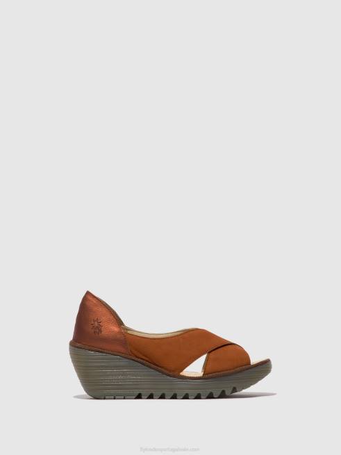 bege/cobre L02L484 sandálias cruzadas yoma307 Fly London mulheres