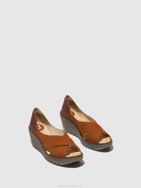 bege/cobre L02L484 sandálias cruzadas yoma307 Fly London mulheres
