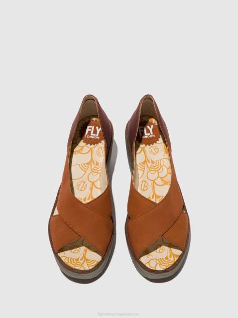 bege/cobre L02L484 sandálias cruzadas yoma307 Fly London mulheres