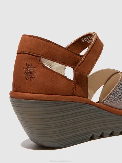 bronze/castanho L02L567 sandália de tira no tornozelo yent365 Fly London mulheres