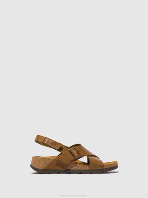 camelo L02L488 sandálias cruzadas chlo852 Fly London mulheres
