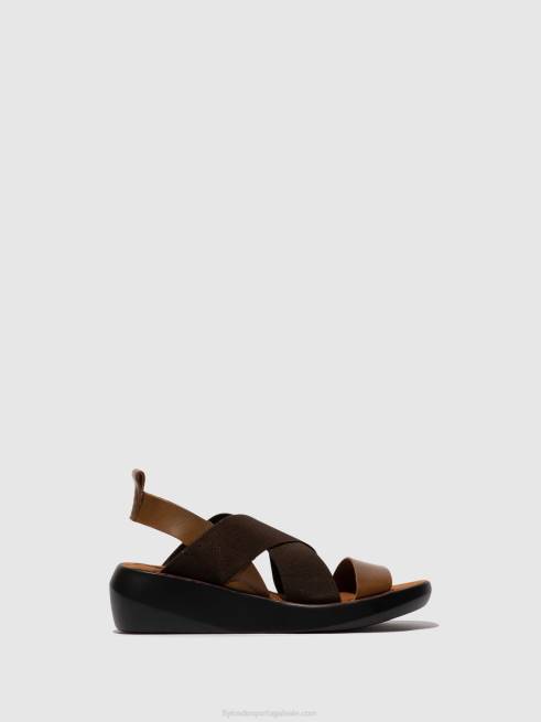 camelo L02L594 sandálias cruzadas baji848 Fly London mulheres