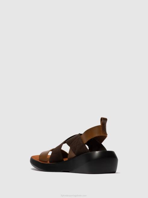 camelo L02L594 sandálias cruzadas baji848 Fly London mulheres