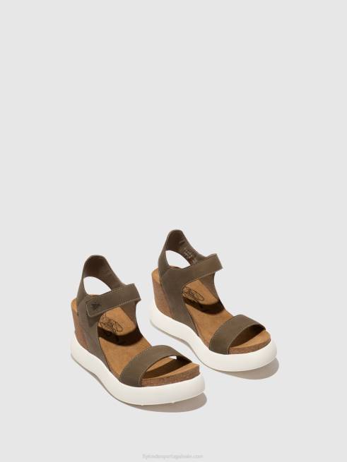 caqui L02L398 sandálias de velcro gogo967 Fly London mulheres