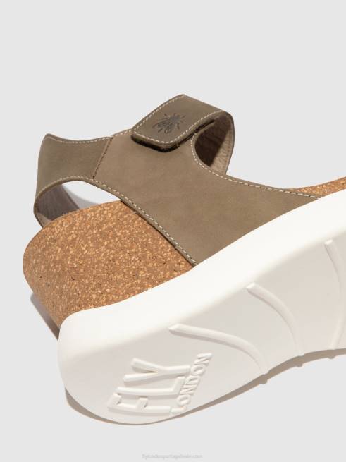 caqui L02L398 sandálias de velcro gogo967 Fly London mulheres