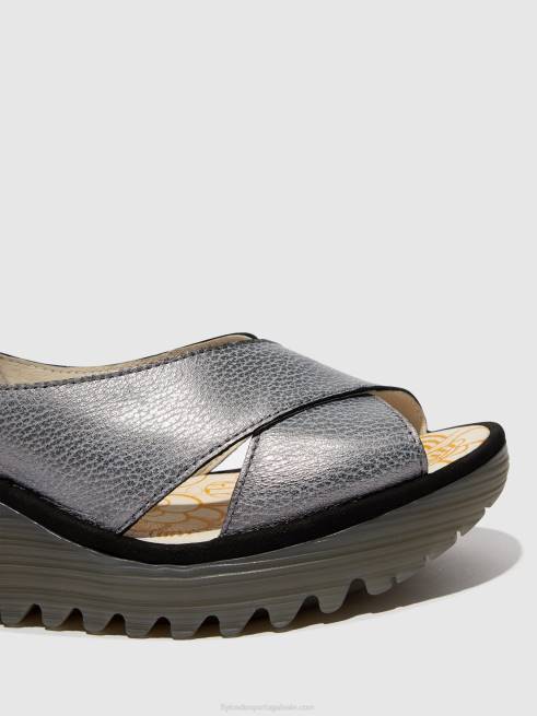 cinzento Preto L02L560 sandálias cruzadas yoma307 Fly London mulheres