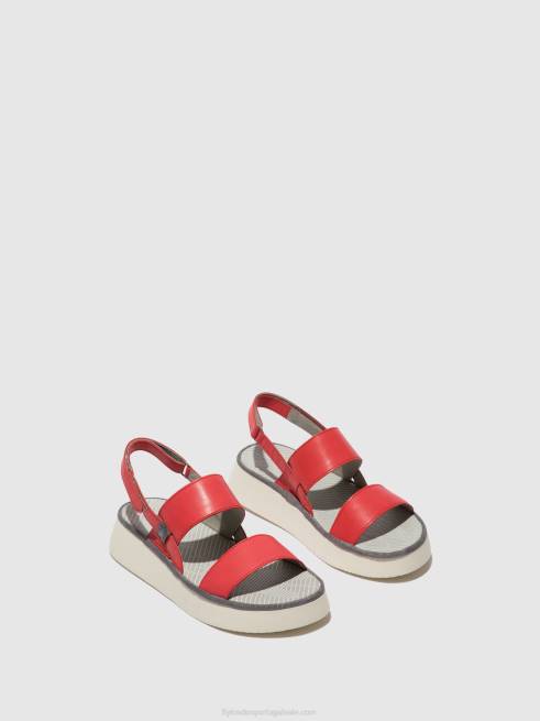 framboesa L02L462 sandália rasteira cura318 Fly London mulheres