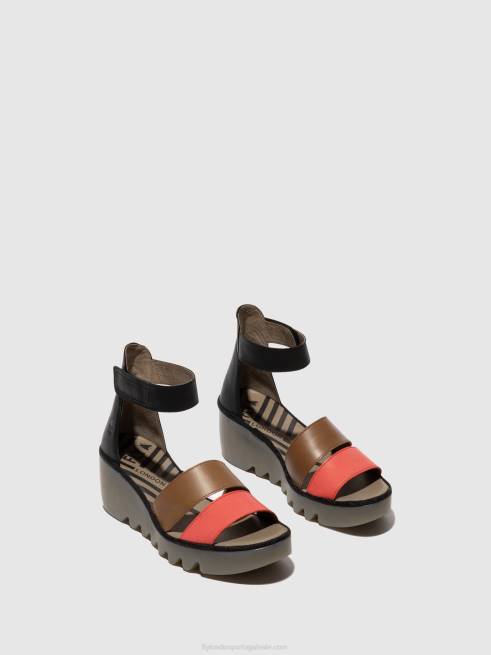 framboesa/moída/preta L02L423 sandálias de tiras bono290 Fly London mulheres
