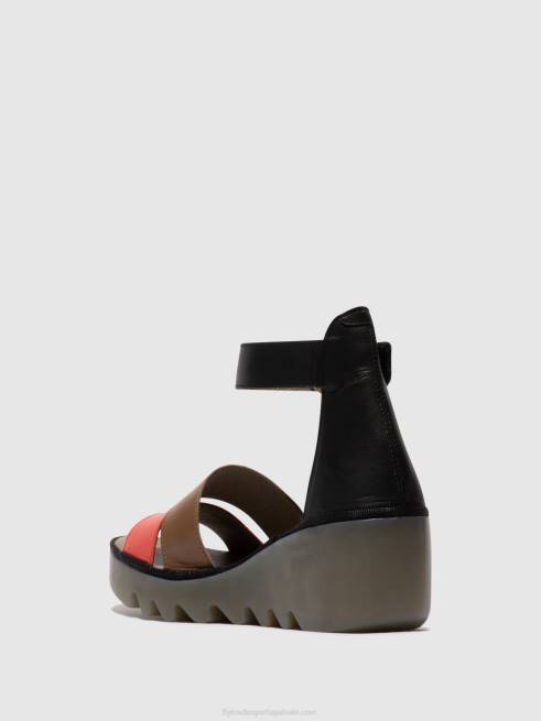 framboesa/moída/preta L02L423 sandálias de tiras bono290 Fly London mulheres