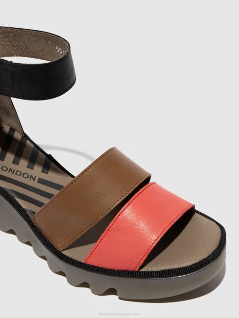 framboesa/moída/preta L02L423 sandálias de tiras bono290 Fly London mulheres