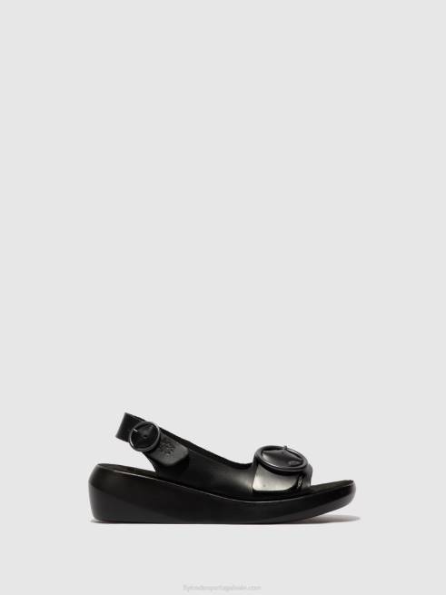 freio preto L02L603 sandálias sling back berk754 Fly London mulheres