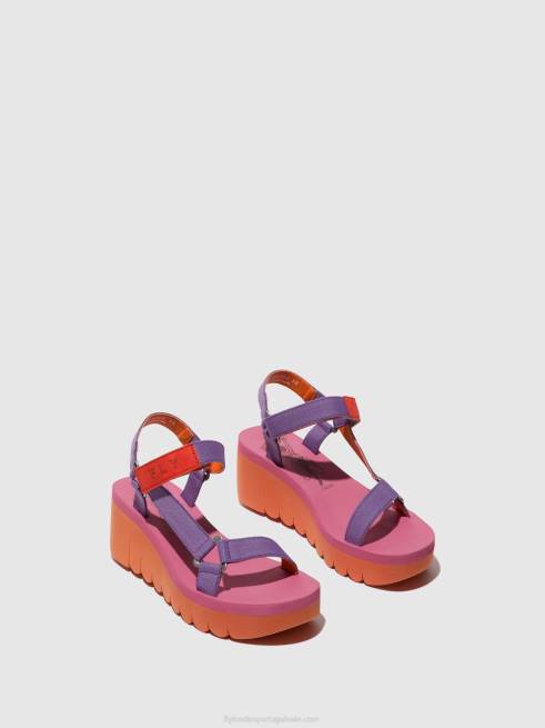 laranja/violeta (rosa) L02L396 sandálias de velcro yefa726 Fly London mulheres