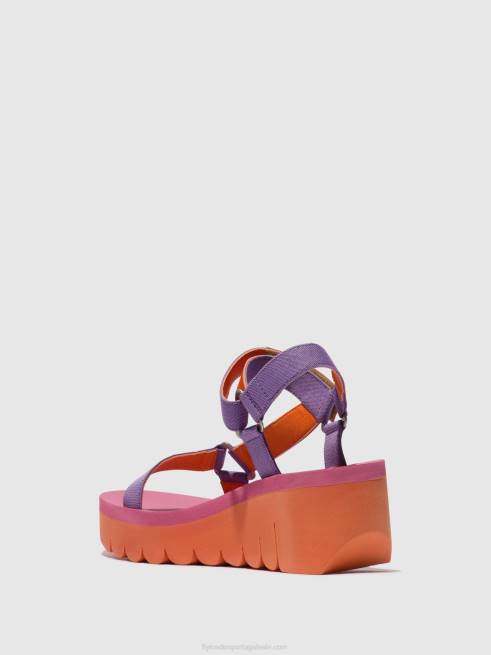 laranja/violeta (rosa) L02L396 sandálias de velcro yefa726 Fly London mulheres