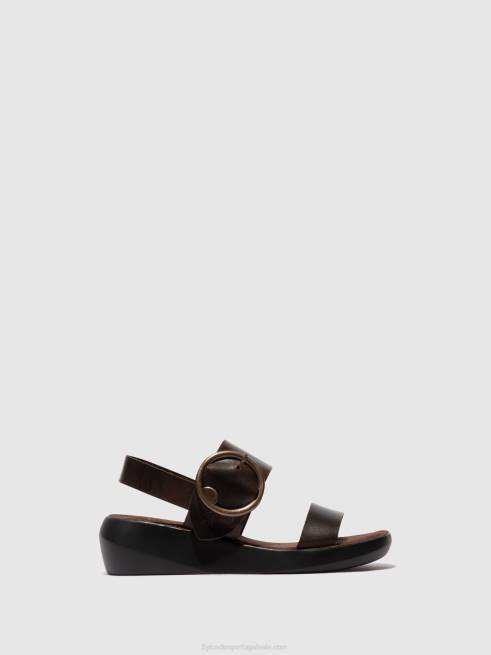 marrom escuro L02L468 sandálias sling back bani739 Fly London mulheres