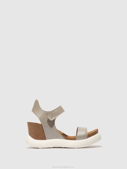 prata L02L400 sandálias de velcro gogo967 Fly London mulheres