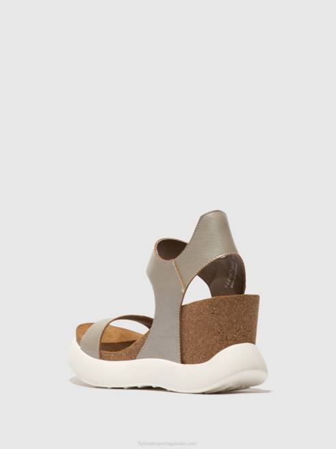 prata L02L400 sandálias de velcro gogo967 Fly London mulheres
