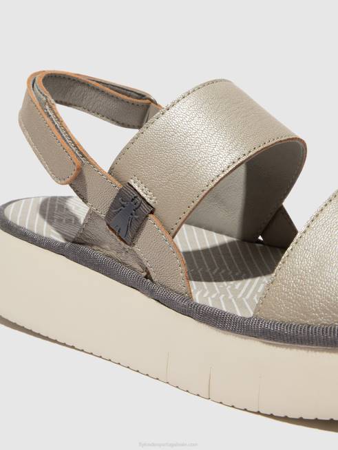 prata L02L463 sandália rasteira cura318 Fly London mulheres
