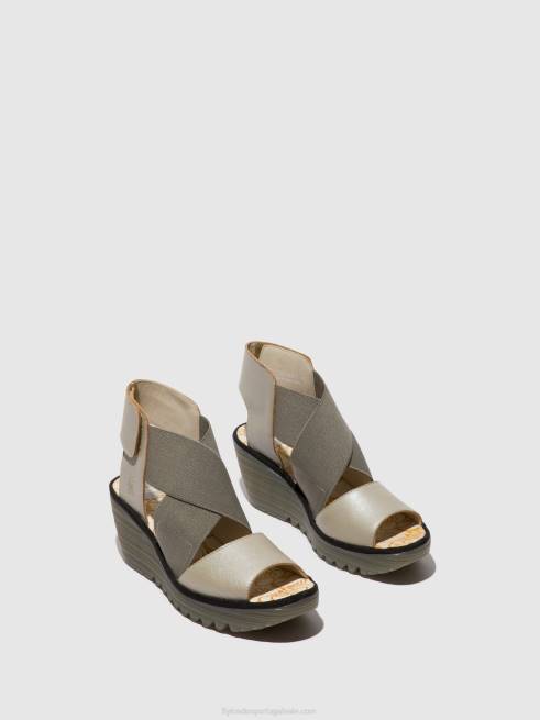 prata L02L477 sandálias cruzadas yuba385 Fly London mulheres