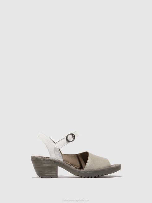 prata/ offwhite L02L444 sandália rasteira wely439 Fly London mulheres
