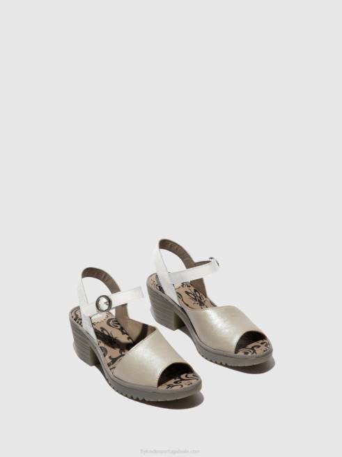 prata/ offwhite L02L444 sandália rasteira wely439 Fly London mulheres