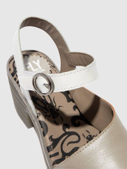 prata/ offwhite L02L444 sandália rasteira wely439 Fly London mulheres