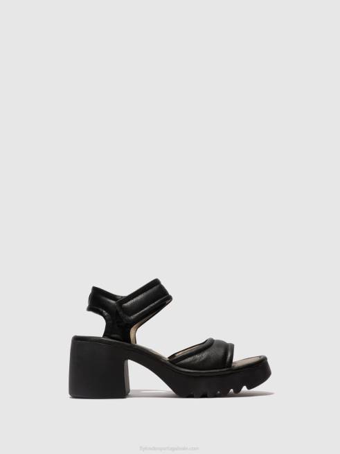 preto L02L401 sandálias de velcro mank433 Fly London mulheres