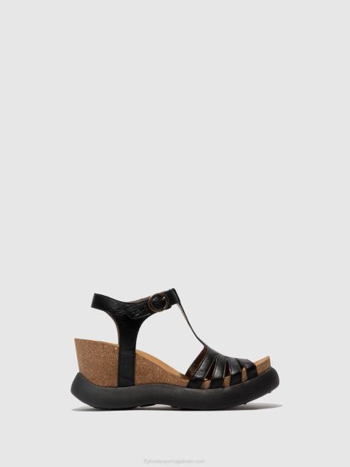 preto L02L408 sandálias com tira t gait959 Fly London mulheres
