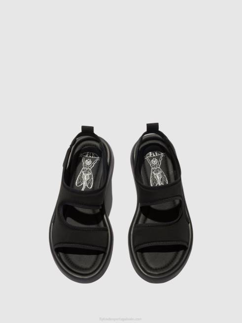 preto L02L450 sandália rasteira treq930 Fly London mulheres