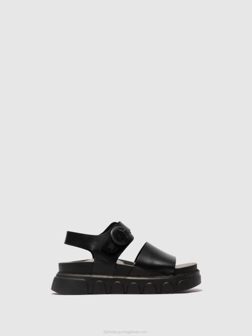 preto L02L506 sandália com tira no tornozelo cre947 Fly London mulheres