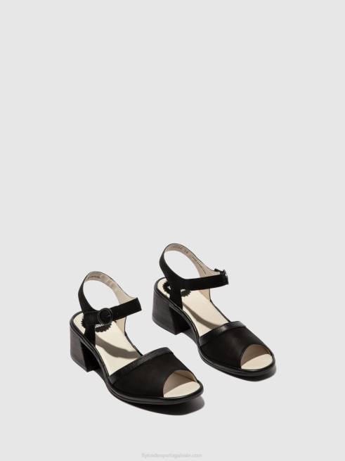 preto L02L531 sandália tira no tornozelo lear374 Fly London mulheres