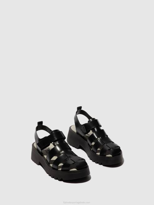 preto L02L537 sandálias de tiras maie850 Fly London mulheres