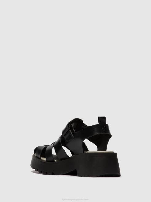 preto L02L537 sandálias de tiras maie850 Fly London mulheres