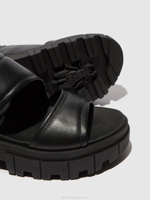 preto L02L542 sandália rasteira jira865 Fly London mulheres