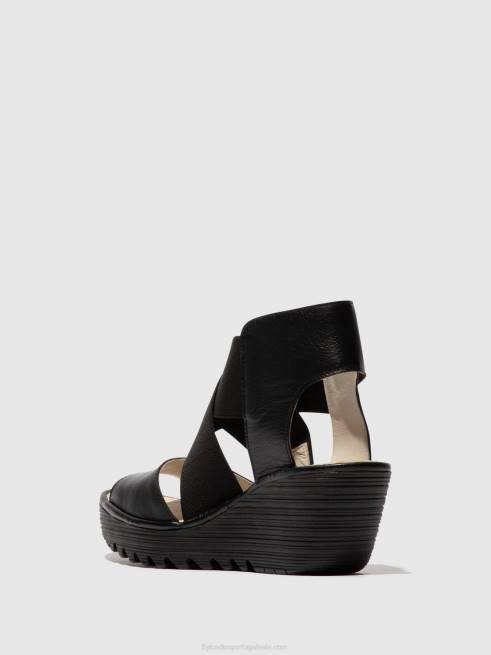 preto L02L561 sandálias cruzadas yuba385 Fly London mulheres
