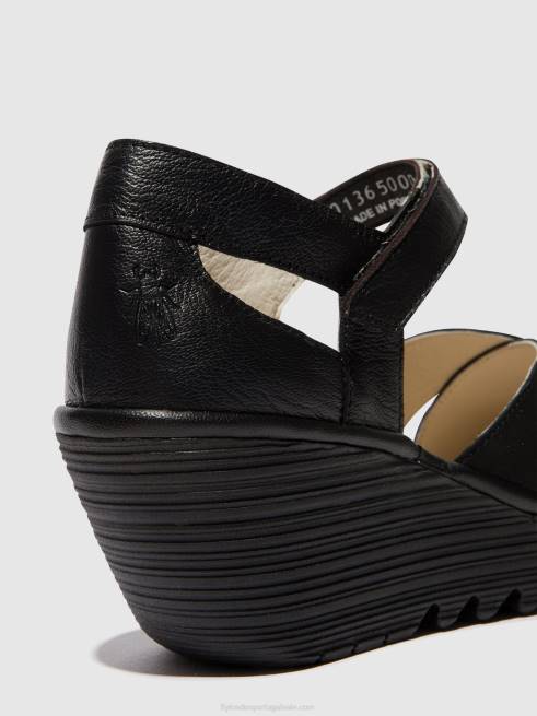 preto L02L566 sandália de tira no tornozelo yent365 Fly London mulheres