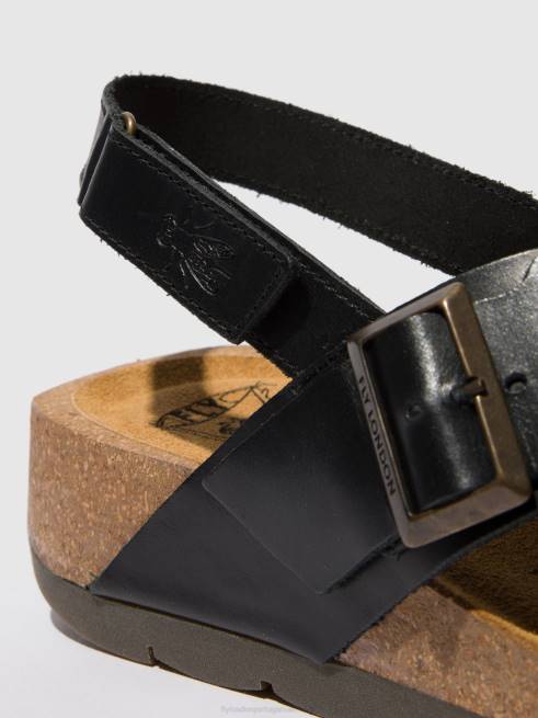 preto L02L588 sandálias cruzadas chlo852 Fly London mulheres