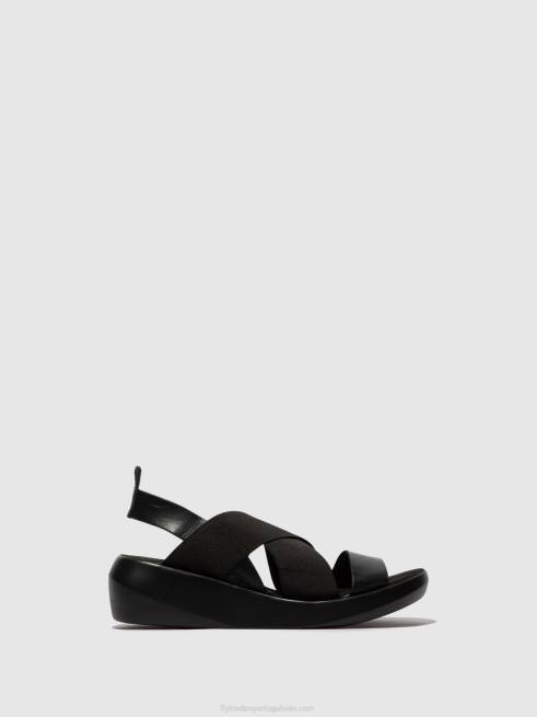 preto L02L593 sandálias cruzadas baji848 Fly London mulheres